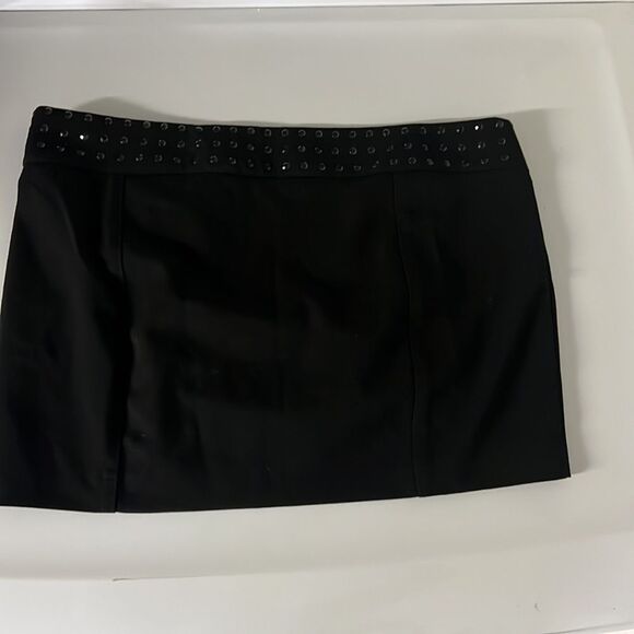 Size 4 TRF Black mini skirt w/ black rhinestone detail Zara - Picture 2 of 12